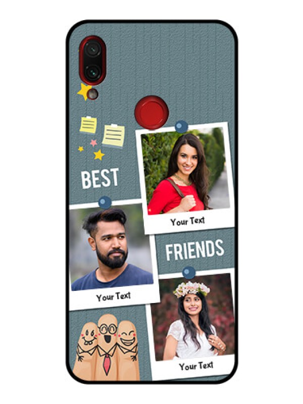 Custom Redmi Note 7 Pro Personalized Glass Phone Case  - Sticky Frames and Friendship Design