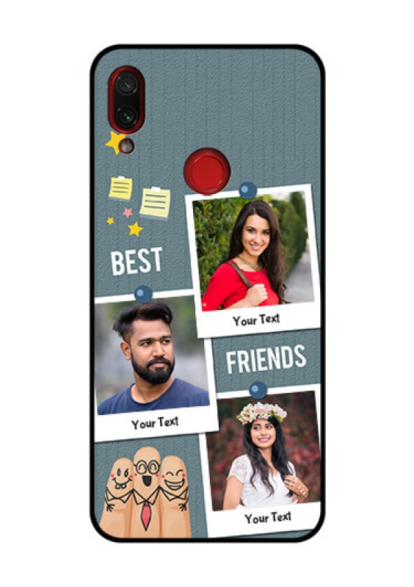 Redmi Note 7 Pro Personalized Glass Phone Case  - Sticky Frames and Friendship Design