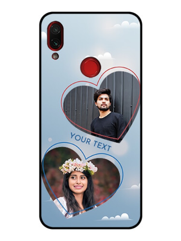 Custom Redmi Note 7 Pro Custom Glass Mobile Case  - Blue Color Couple Design 