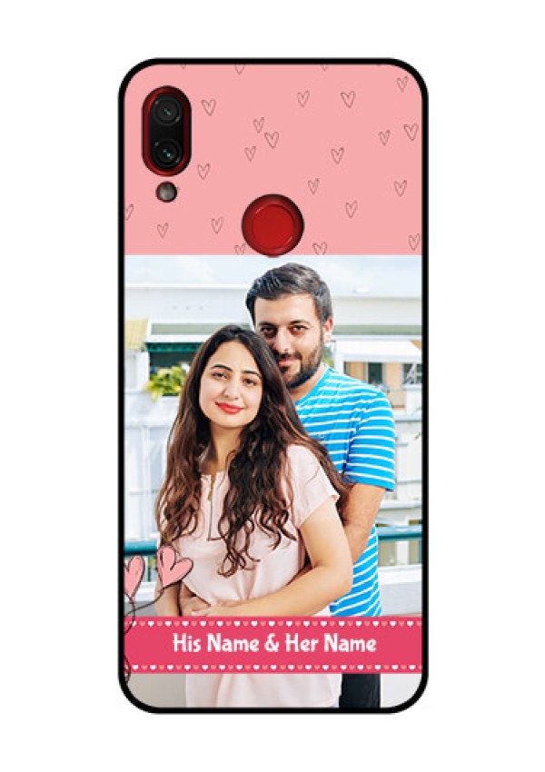 Redmi Note 7 Pro Personalized Glass Phone Case  - Love Design Peach Color
