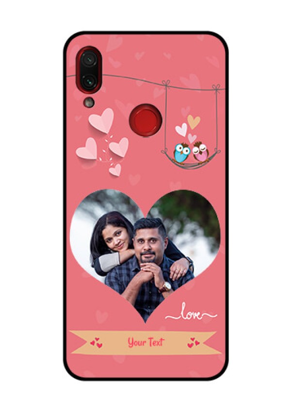 Redmi Note 7 Pro Personalized Glass Phone Case  - Peach Color Love Design 