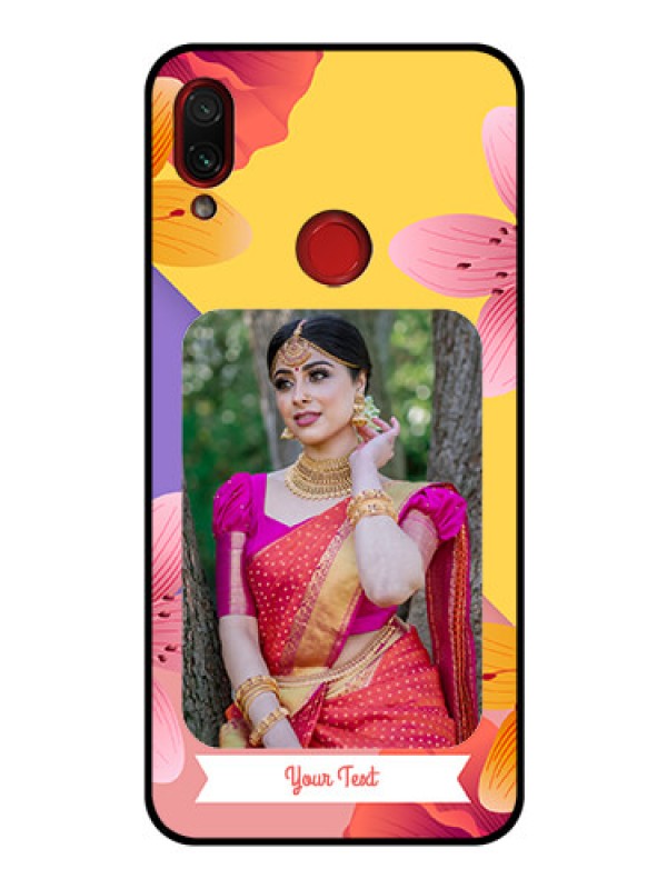 Custom Redmi Note 7 Pro Custom Glass Mobile Case  - 3 Image With Vintage Floral Design