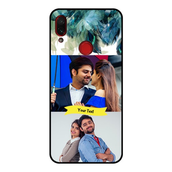 Redmi Note 7 Pro Personalized Glass Phone Case  - Image with Boho Peacock Feather Design