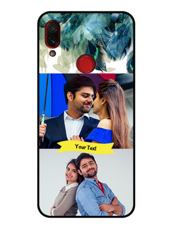 Custom Redmi Note 7 Pro Personalized Glass Phone Case  - Image with Boho Peacock Feather Design