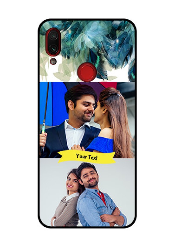 Redmi Note 7 Pro Personalized Glass Phone Case  - Image with Boho Peacock Feather Design