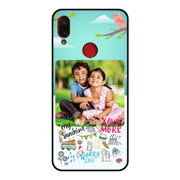 Redmi Note 7 Pro Photo Printing on Glass Case  - Doodle love Design