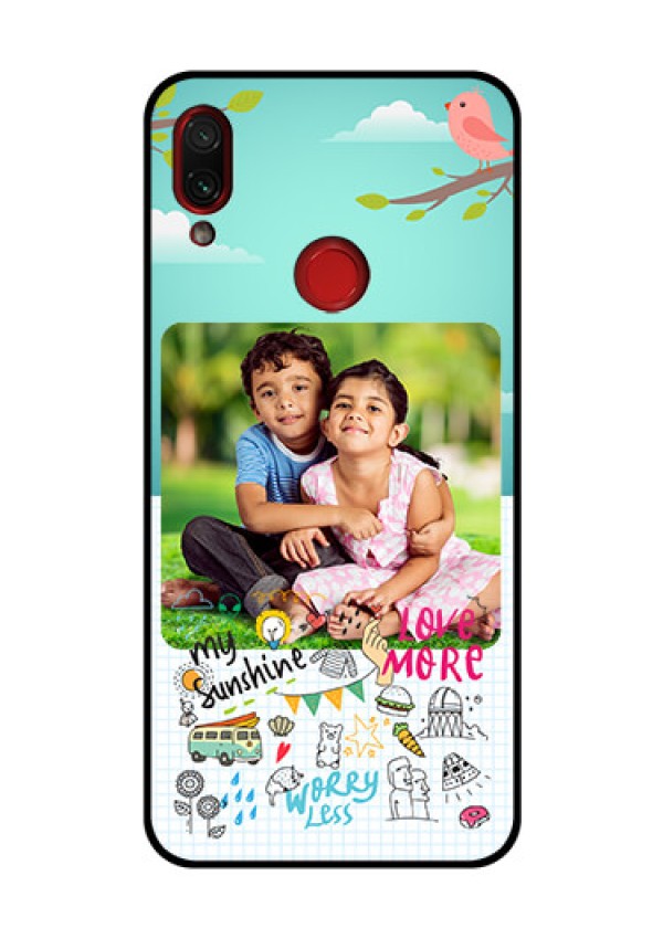 Redmi Note 7 Pro Photo Printing on Glass Case  - Doodle love Design