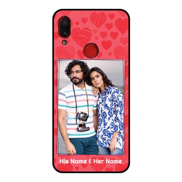 Redmi Note 7 Pro Photo Printing on Glass Case - with Red Heart Symbols Design Redmi Note 7 Pro Photo Printing on Glass Case - with Red Heart Symbols Design