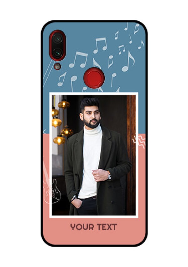Redmi Note 7 Pro Photo Printing on Glass Case  - with Color Musical Note Design