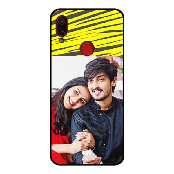 Redmi Note 7 Pro Photo Printing on Glass Case  - Yellow Abstract Design