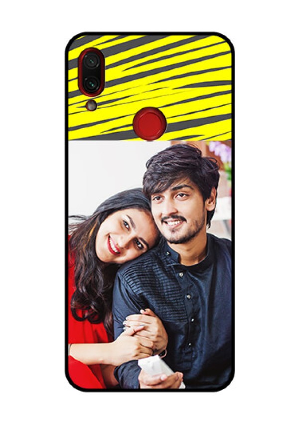 Redmi Note 7 Pro Photo Printing on Glass Case  - Yellow Abstract Design