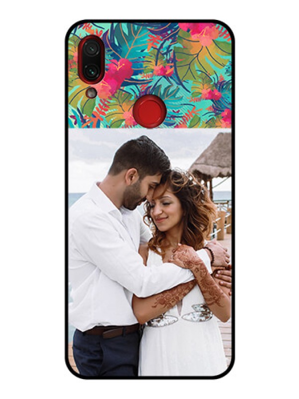 Custom Redmi Note 7 Pro Photo Printing on Glass Case  - Watercolor Floral Design