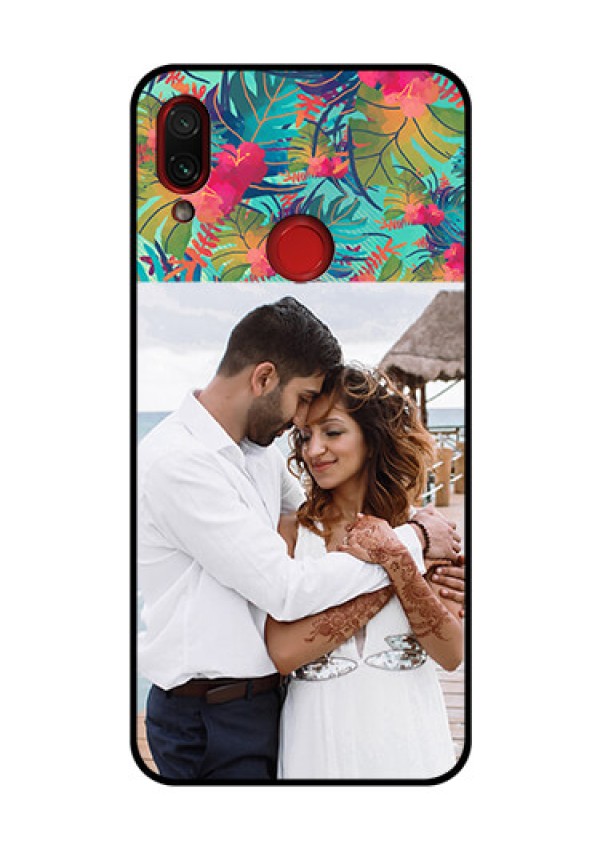 Redmi Note 7 Pro Photo Printing on Glass Case  - Watercolor Floral Design
