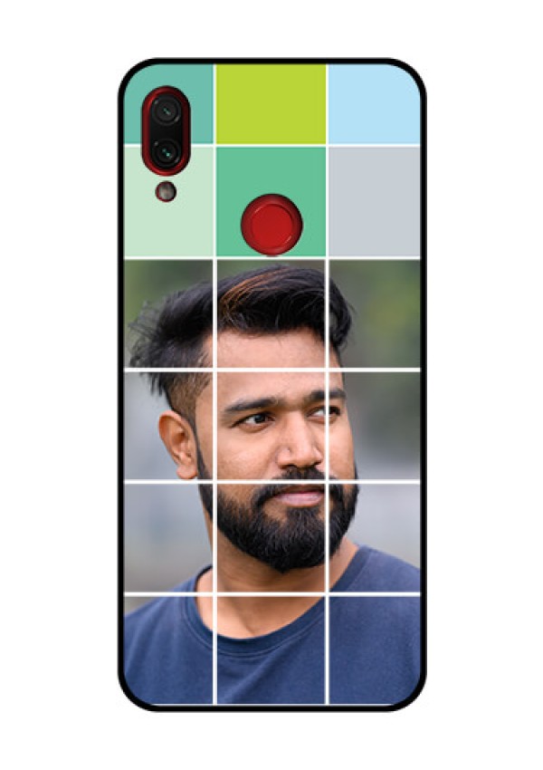 Redmi Note 7 Pro Photo Printing on Glass Case  - with white box pattern 