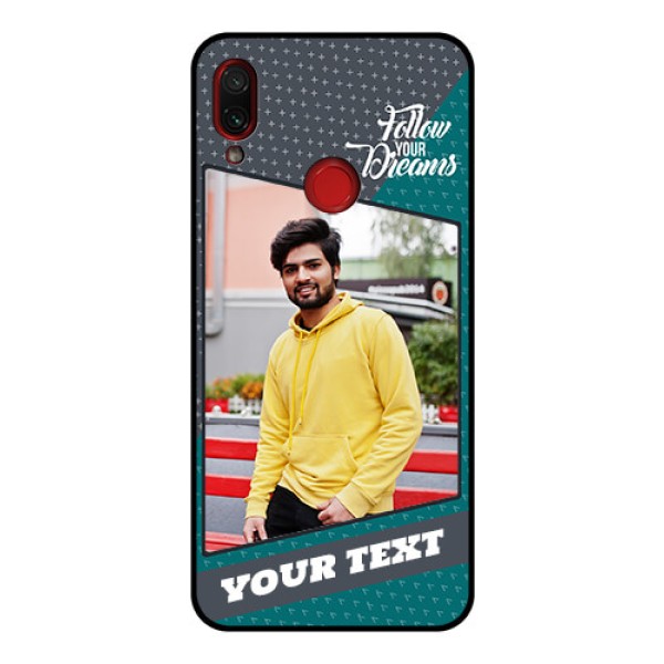 Redmi Note 7 Pro Personalized Glass Phone Case - Background Pattern Design with Quote Redmi Note 7 Pro Personalized Glass Phone Case - Background Pattern Design with Quote