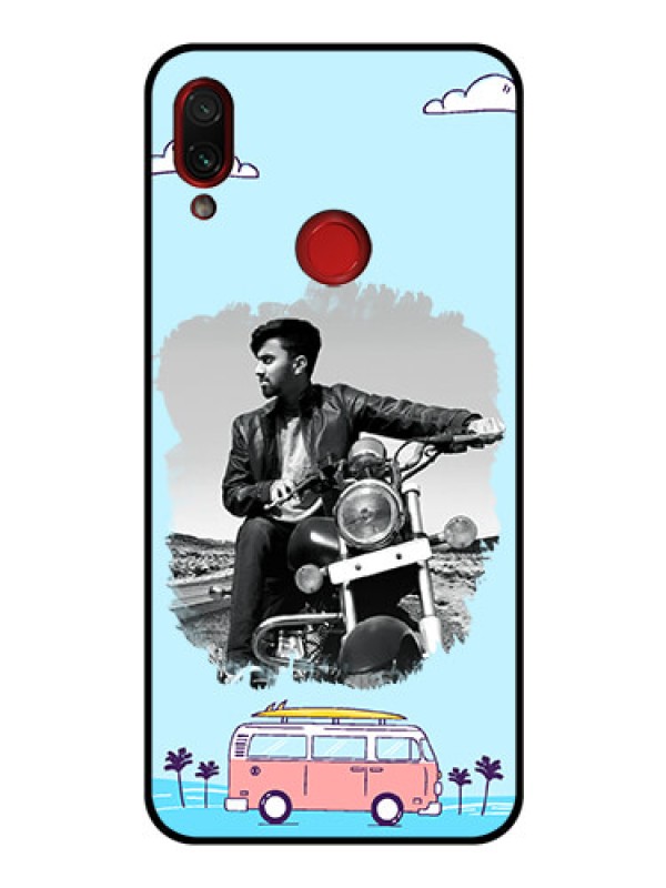 Custom Redmi Note 7 Pro Photo Printing on Glass Case  - Travel & Adventure Design