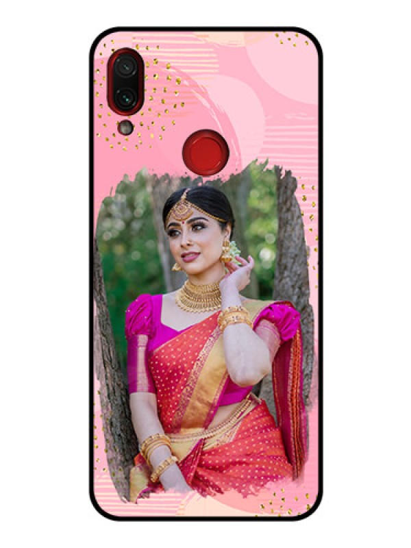 Custom Redmi Note 7 Pro Personalized Glass Phone Case  - Gold Glitter Splash Design