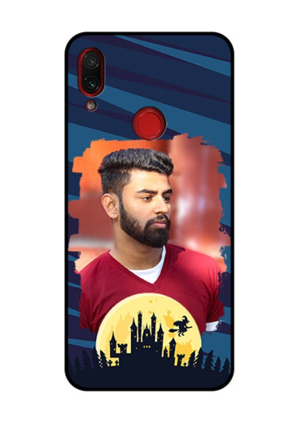 Redmi Note 7 Pro Photo Printing on Glass Case  - Halloween Witch Design 