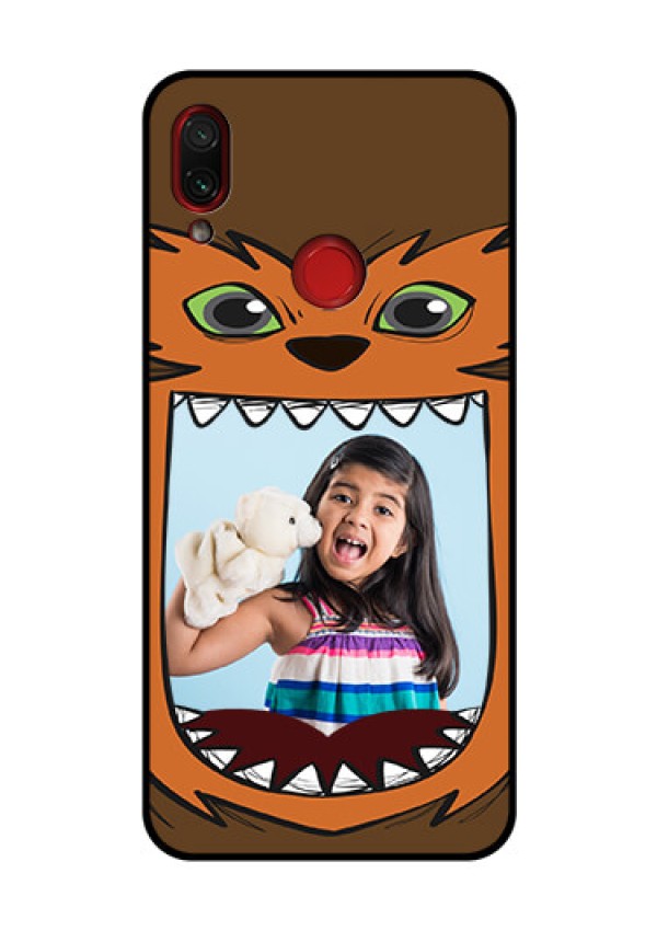 Redmi Note 7 Pro Photo Printing on Glass Case  - Owl Monster Back Case Design