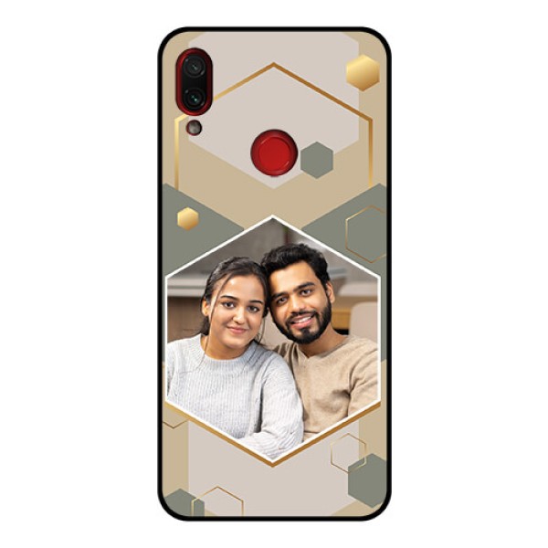 Xiaomi Redmi Note 7 Pro Photo Printing on Glass Case - Stylish Hexagon Pattern Design
