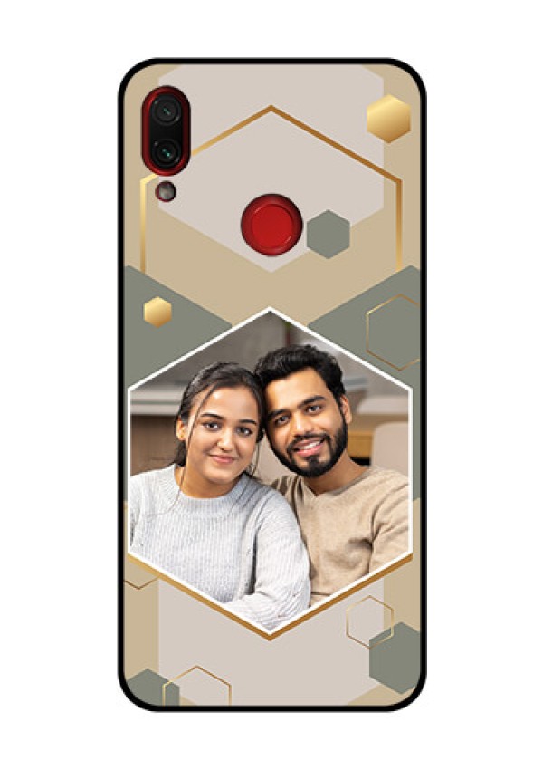 Xiaomi Redmi Note 7 Pro Photo Printing on Glass Case - Stylish Hexagon Pattern Design