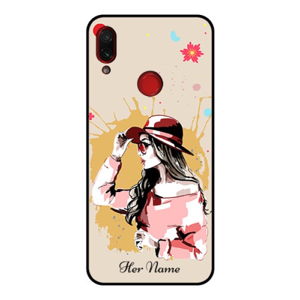 Xiaomi Redmi Note 7 Pro Photo Printing on Glass Case - Women with pink hat Design Xiaomi Redmi Note 7 Pro Photo Printing on Glass Case - Women with pink hat Design