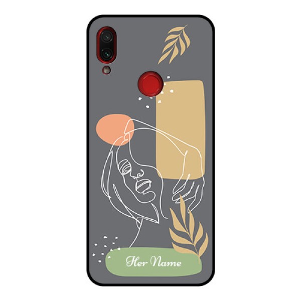 Xiaomi Redmi Note 7 Pro Custom Glass Phone Case - Gazing Woman line art Design Xiaomi Redmi Note 7 Pro Custom Glass Phone Case - Gazing Woman line art Design