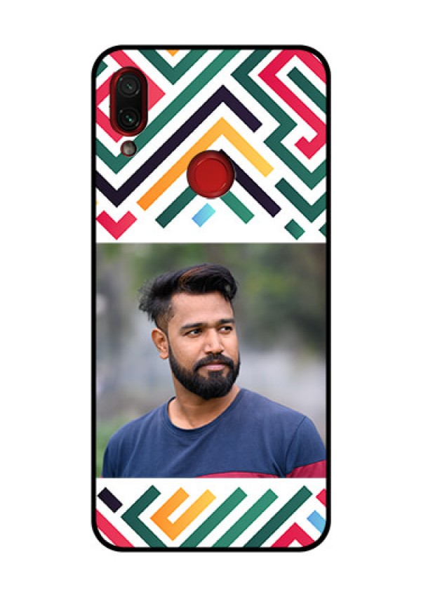 Xiaomi Redmi Note 7 Pro Personalized Glass Phone Case - Colorful Maze Pattern Design
