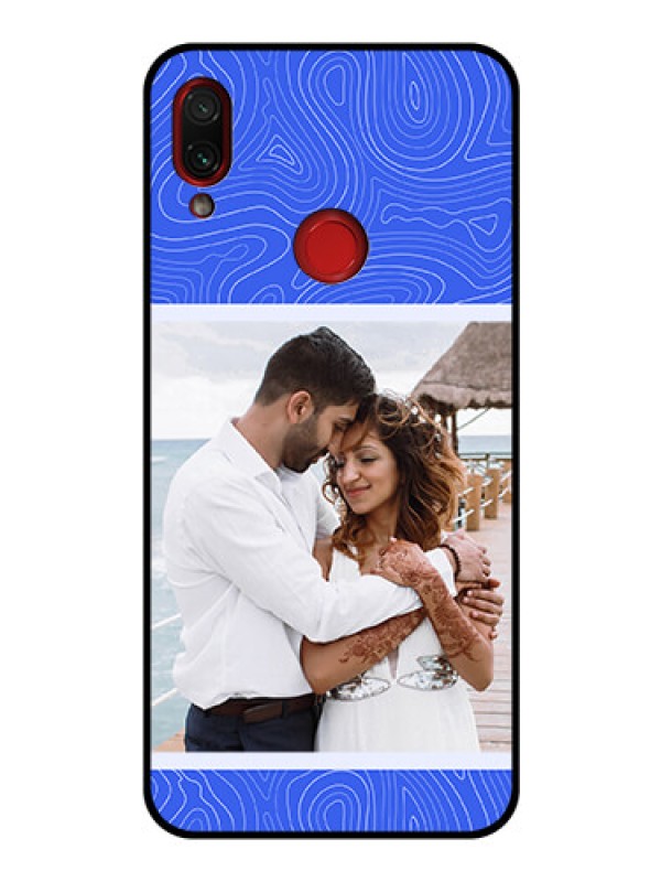 Custom Xiaomi Redmi Note 7 Pro Custom Glass Mobile Case - Curved line art with blue and white Design