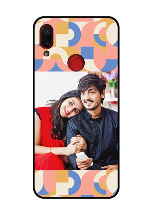 Xiaomi Redmi Note 7 Pro Photo Printing on Glass Case - Semi-circle Maze Pattern Design