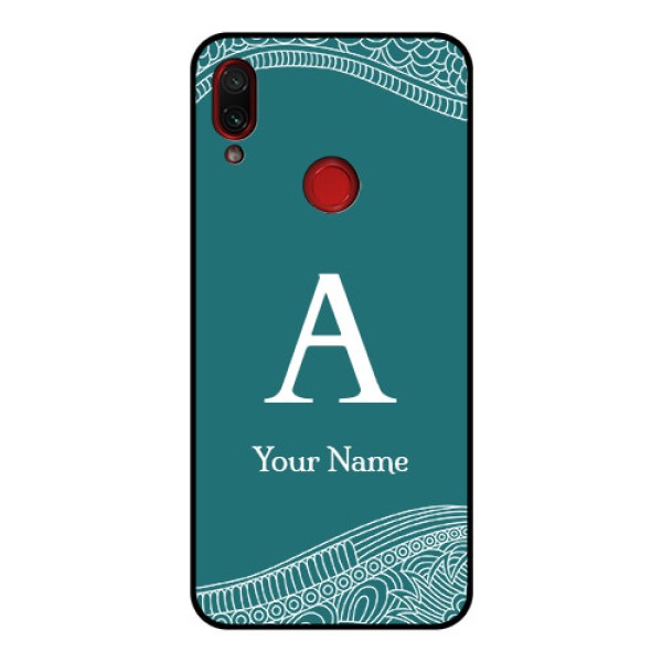 Xiaomi Redmi Note 7 Pro Personalized Glass Phone Case - line art pattern with custom name Design Xiaomi Redmi Note 7 Pro Personalized Glass Phone Case - line art pattern with custom name Design