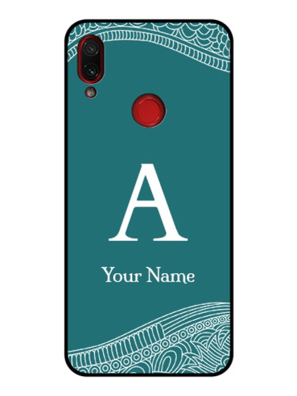 Custom Xiaomi Redmi Note 7 Pro Personalized Glass Phone Case - line art pattern with custom name Design