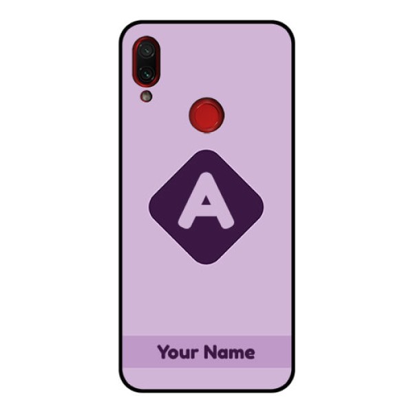 Xiaomi Redmi Note 7 Pro Custom Glass Mobile Case - Custom Letter in curved badge Design