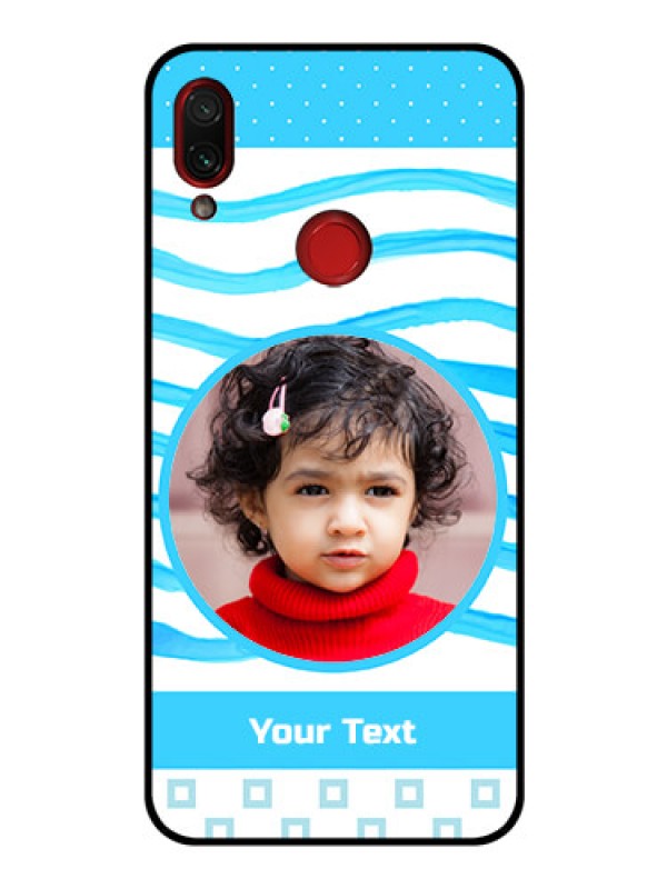 Custom Redmi Note 7 Custom Glass Phone Case  - Simple Blue Case Design