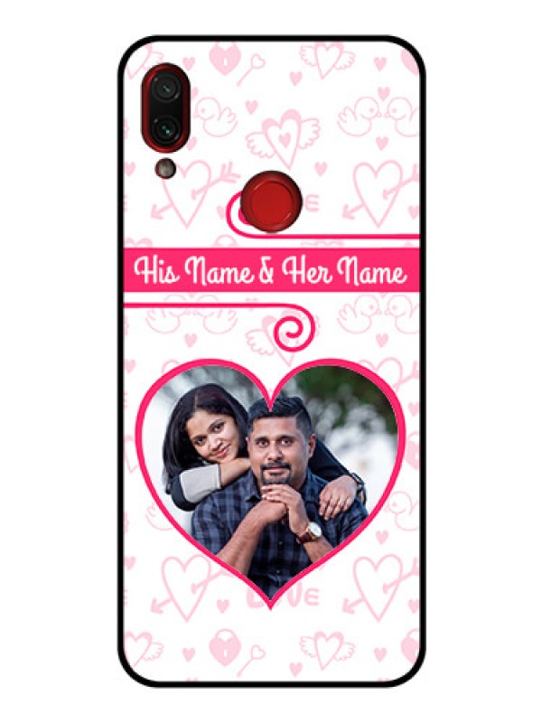 Custom Redmi Note 7 Personalized Glass Phone Case  - Heart Shape Love Design