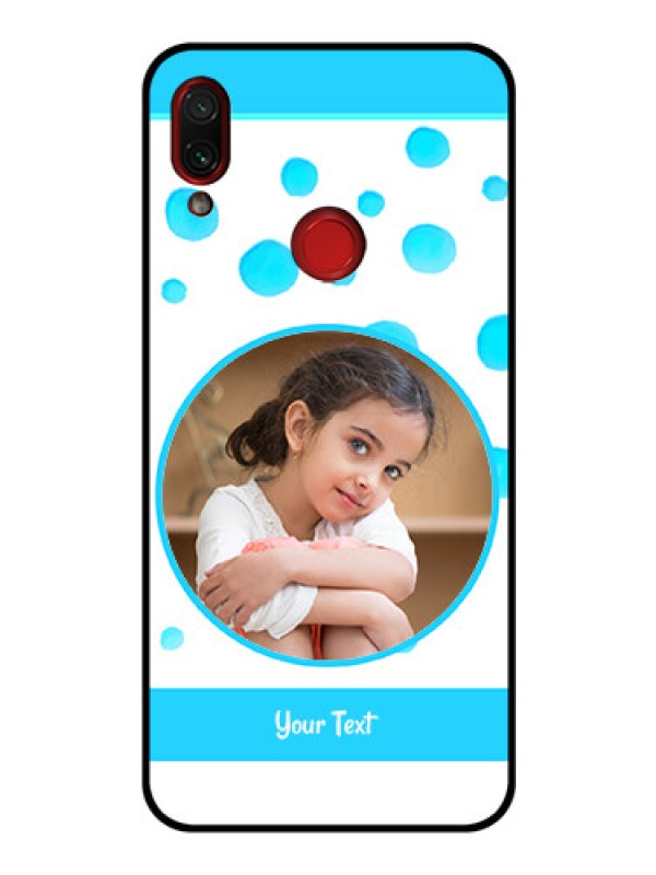 Custom Redmi Note 7 Photo Printing on Glass Case  - Blue Bubbles Pattern Design