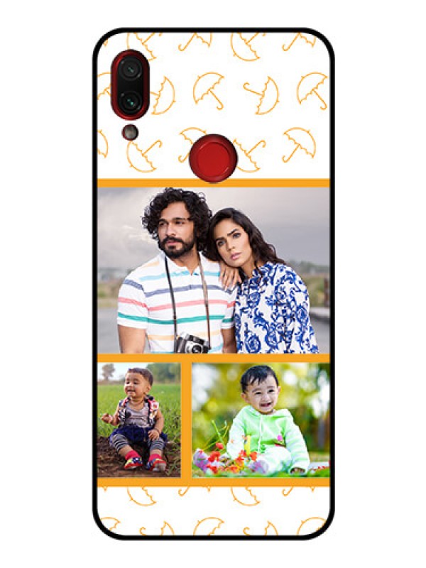Custom Redmi Note 7 Custom Glass Mobile Case  - Yellow Pattern Design