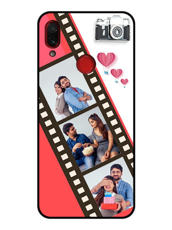 Custom Redmi Note 7 Personalized Glass Phone Case  - 3 Image Holder with Film Reel