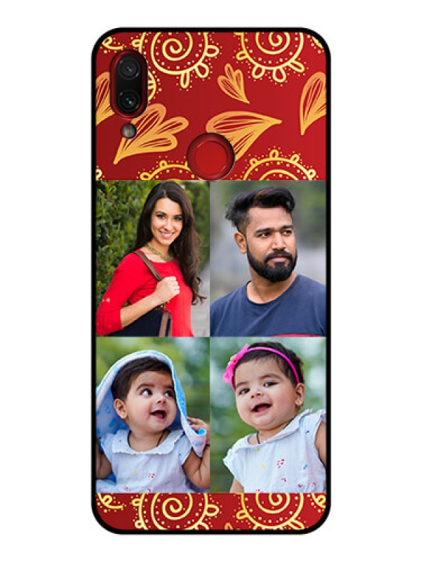 Custom Redmi Note 7 Photo Printing on Glass Case  - 4 Image Traditional Design