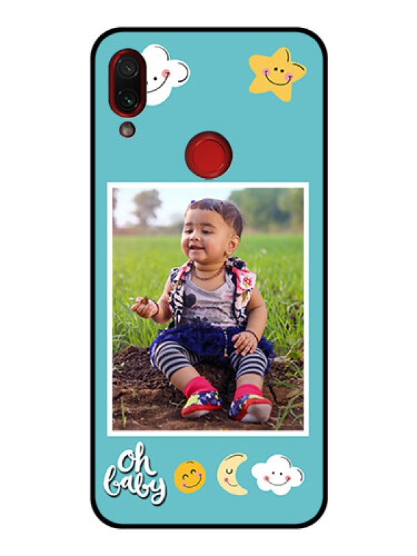 Custom Redmi Note 7 Personalized Glass Phone Case  - Smiley Kids Stars Design