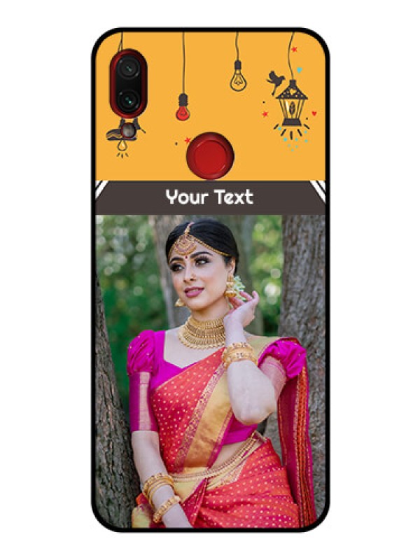Custom Redmi Note 7 Custom Glass Mobile Case  - with Family Picture and Icons 