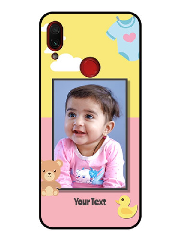 Custom Redmi Note 7 Photo Printing on Glass Case  - Kids 2 Color Design