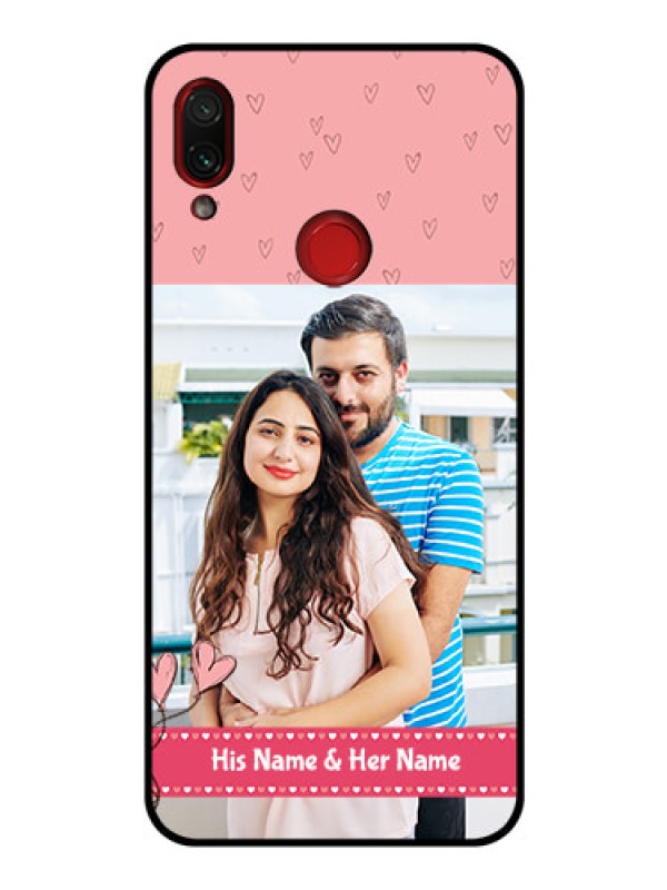 Custom Redmi Note 7 Personalized Glass Phone Case  - Love Design Peach Color