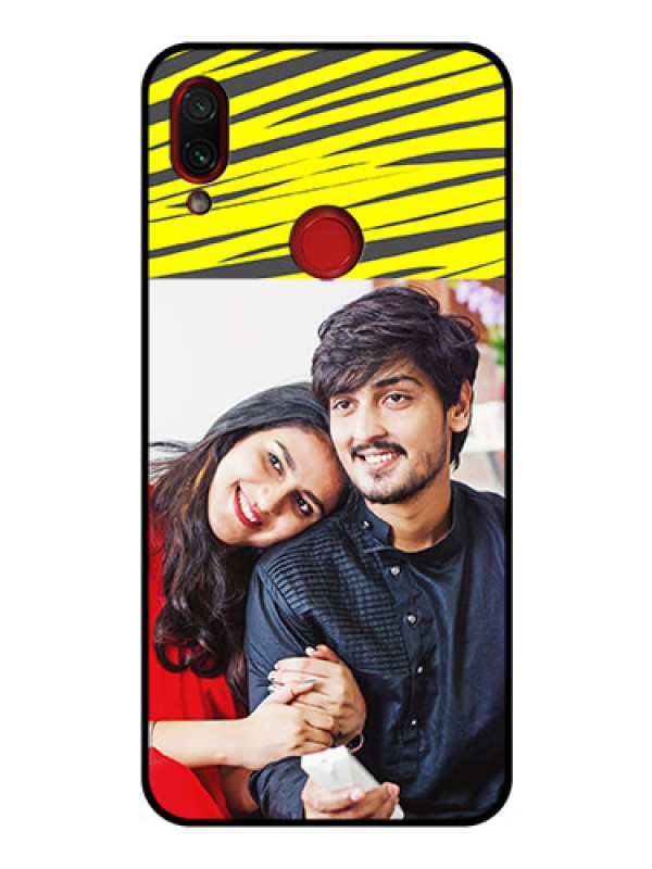 Custom Redmi Note 7 Photo Printing on Glass Case  - Yellow Abstract Design