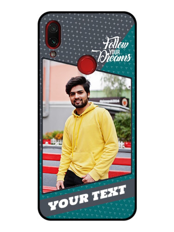 Custom Redmi Note 7 Personalized Glass Phone Case  - Background Pattern Design with Quote