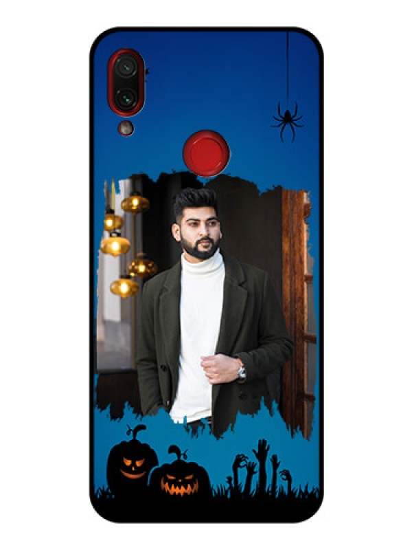 Custom Redmi Note 7 Photo Printing on Glass Case  - with pro Halloween design 