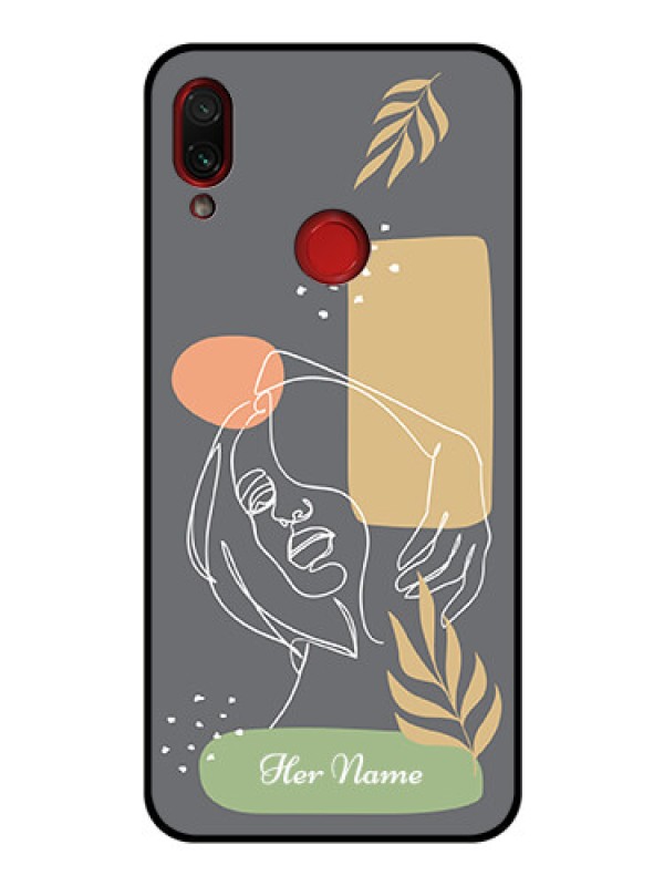 Custom Xiaomi Redmi Note 7 Custom Glass Phone Case - Gazing Woman line art Design