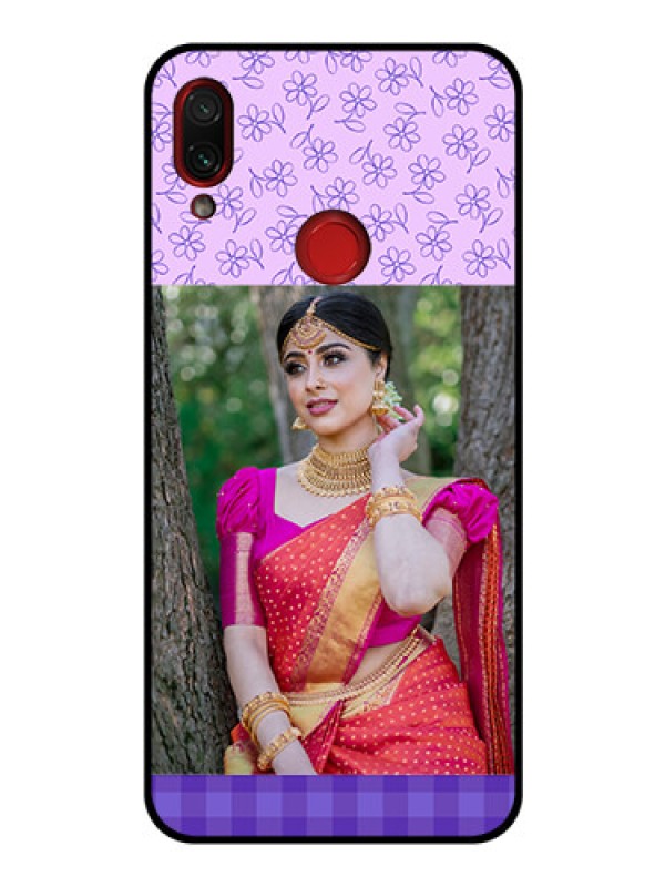 Custom Redmi Note 7S Custom Glass Phone Case  - Purple Floral Design