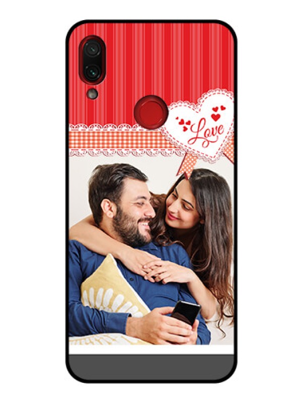 Custom Redmi Note 7S Custom Glass Mobile Case  - Red Love Pattern Design