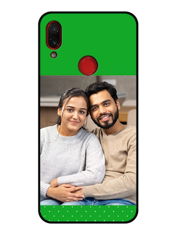 Custom Redmi Note 7S Personalized Glass Phone Case  - Green Pattern Design